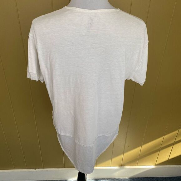Free People we the free women XXS loose fit layered distressed raw hem white shi - Picture 8 of 11
